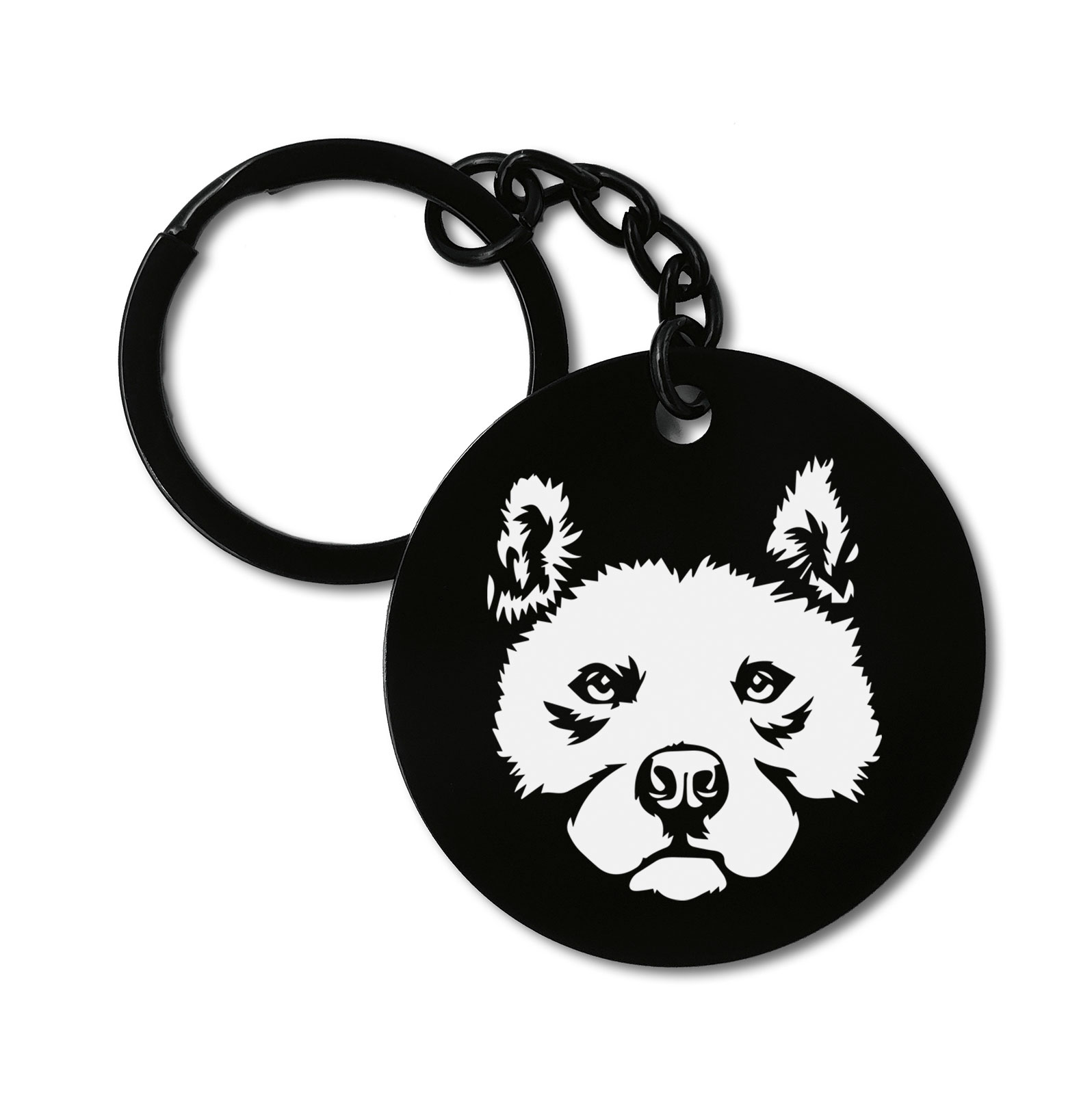 Jindo Dog Breed Graviruotas metalinis pakabukas su pasirenkamu užkabinimu