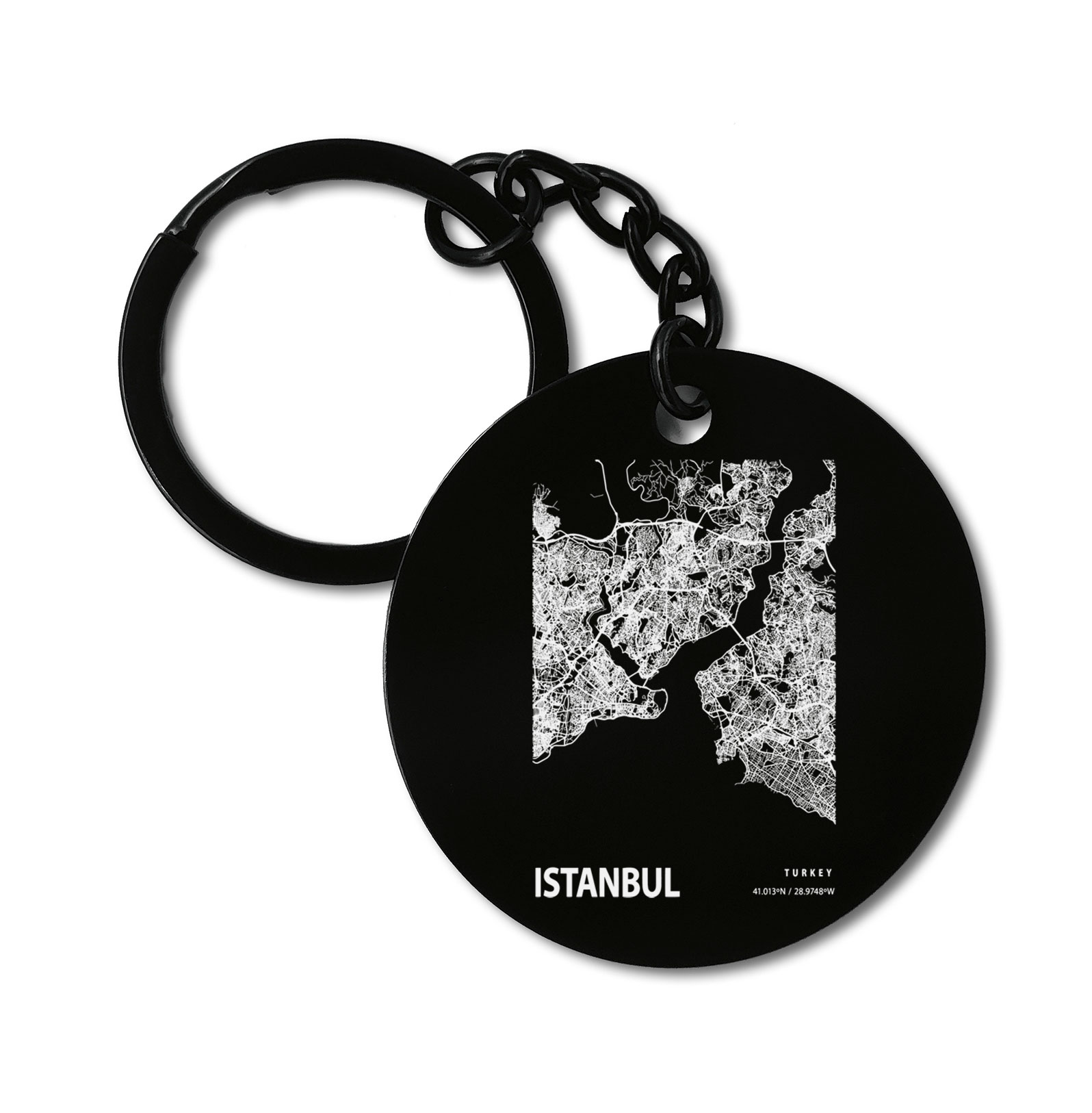 Istanbul Turkey Blueprint City Map Graviruotas metalinis pakabukas su pasirenkamu užkabinimu