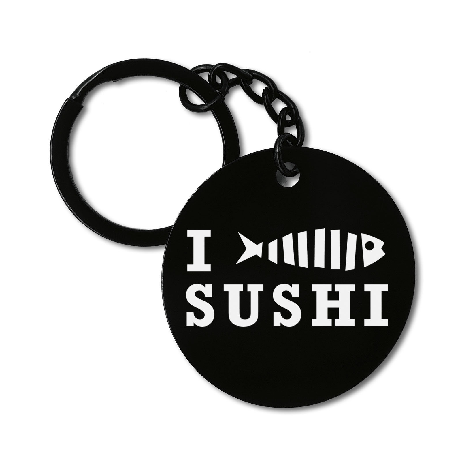 I Love Sushi Japan Fish Graviruotas metalinis pakabukas su pasirenkamu užkabinimu