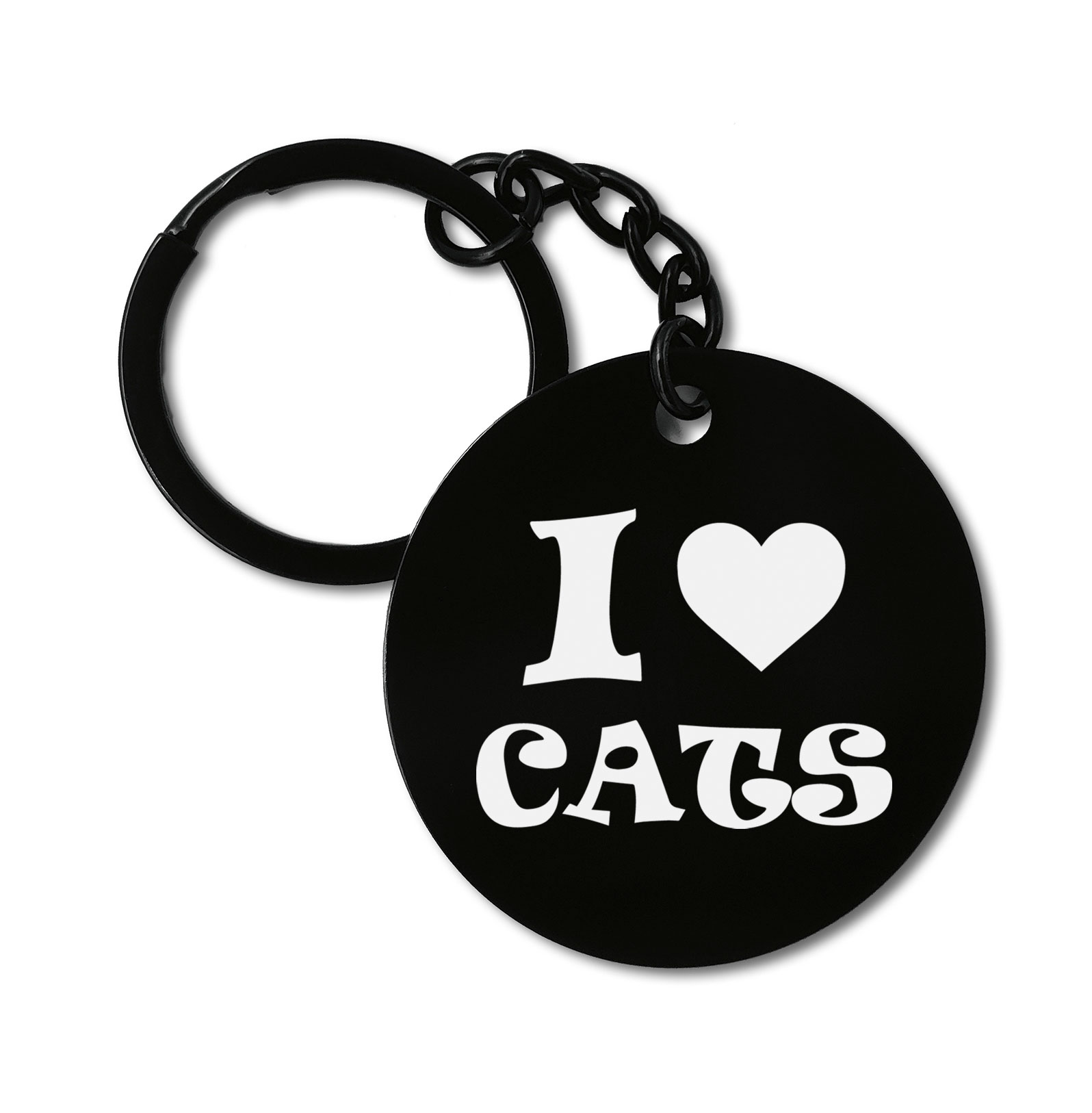 I Love Cats Cat Lover Graviruotas metalinis pakabukas su pasirenkamu užkabinimu
