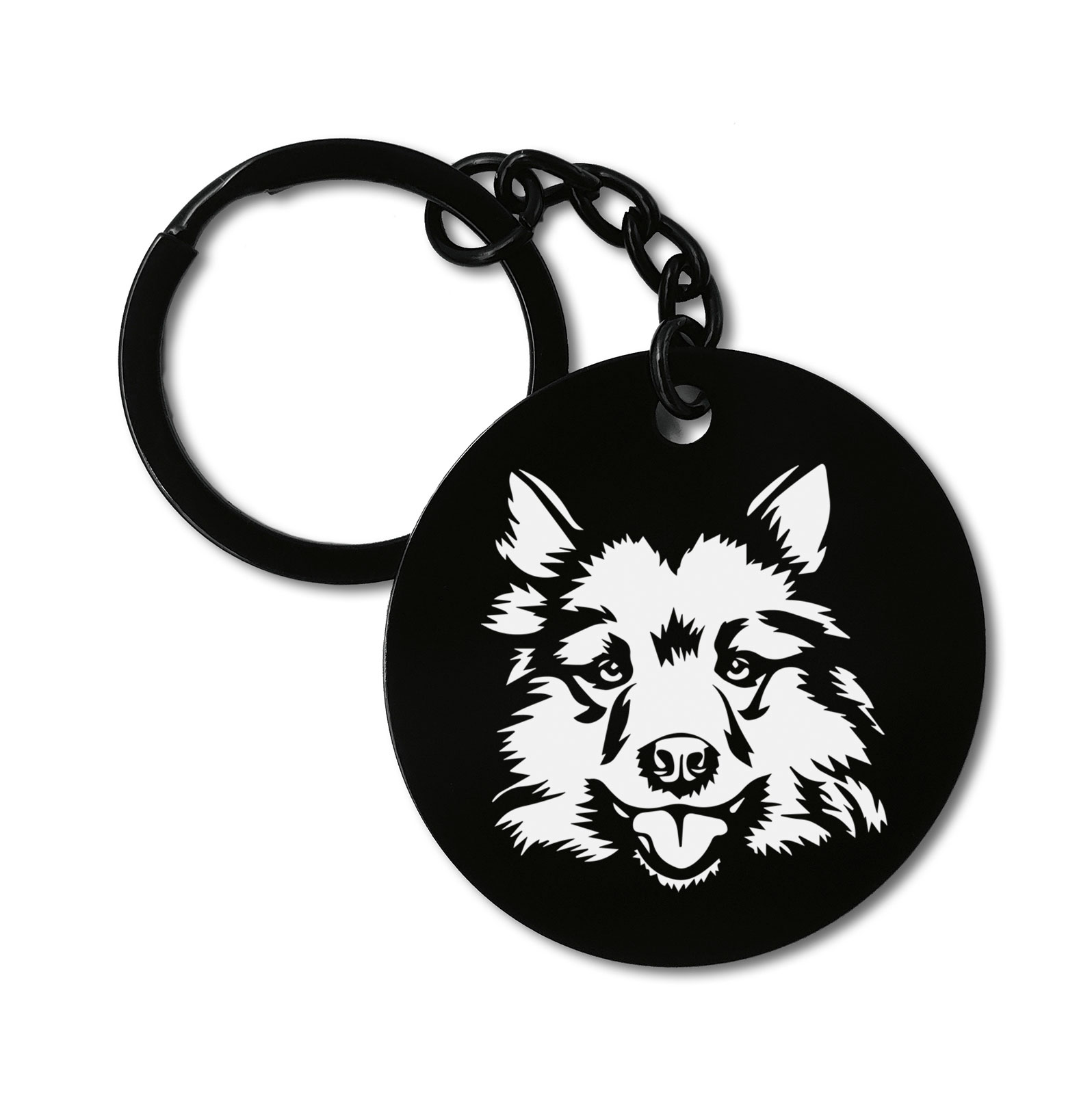 Icelandic Sheepdog Dog Breed Graviruotas metalinis pakabukas su pasirenkamu užkabinimu