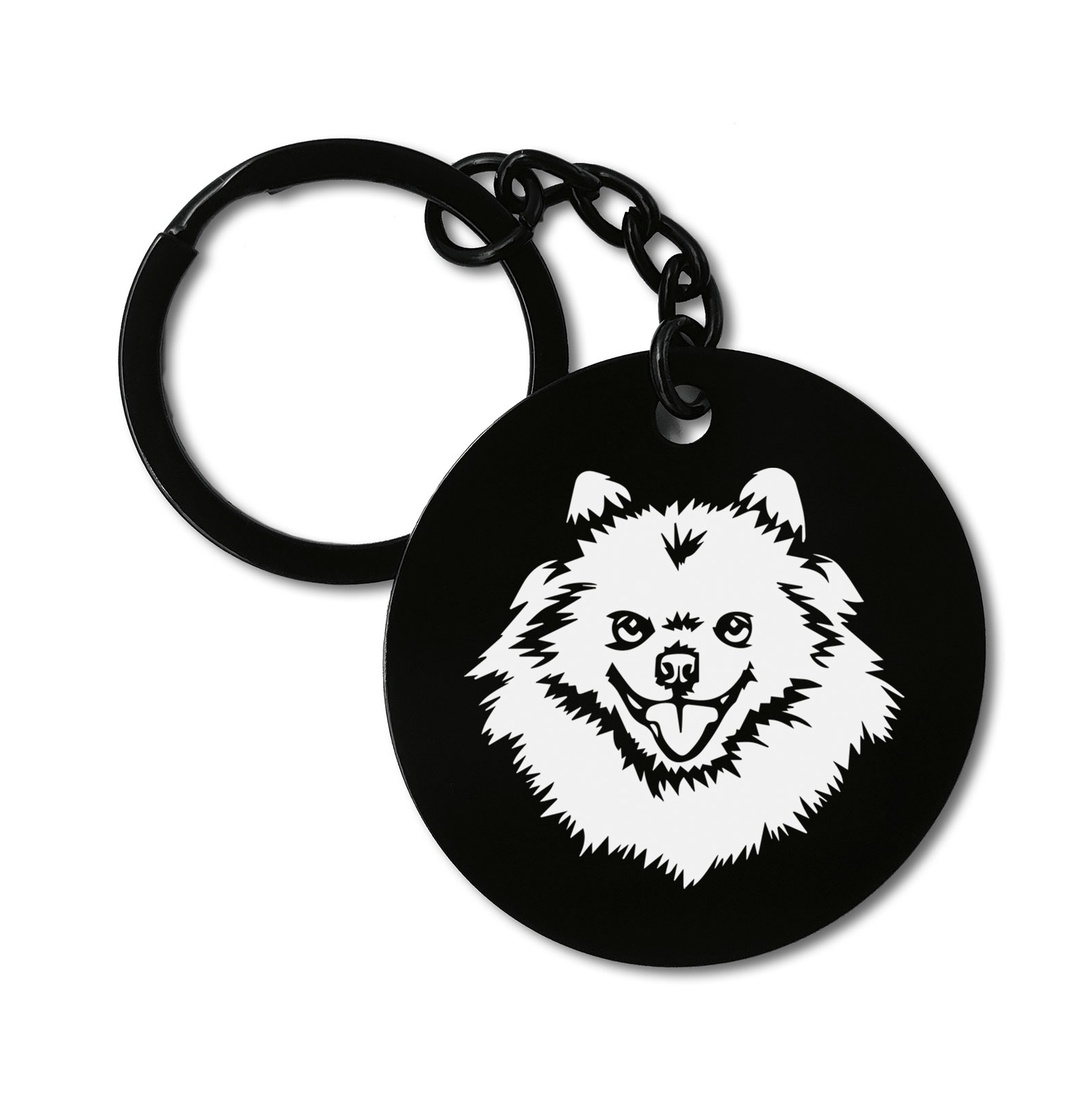 German Spitz Dog Breed Graviruotas metalinis pakabukas su pasirenkamu užkabinimu