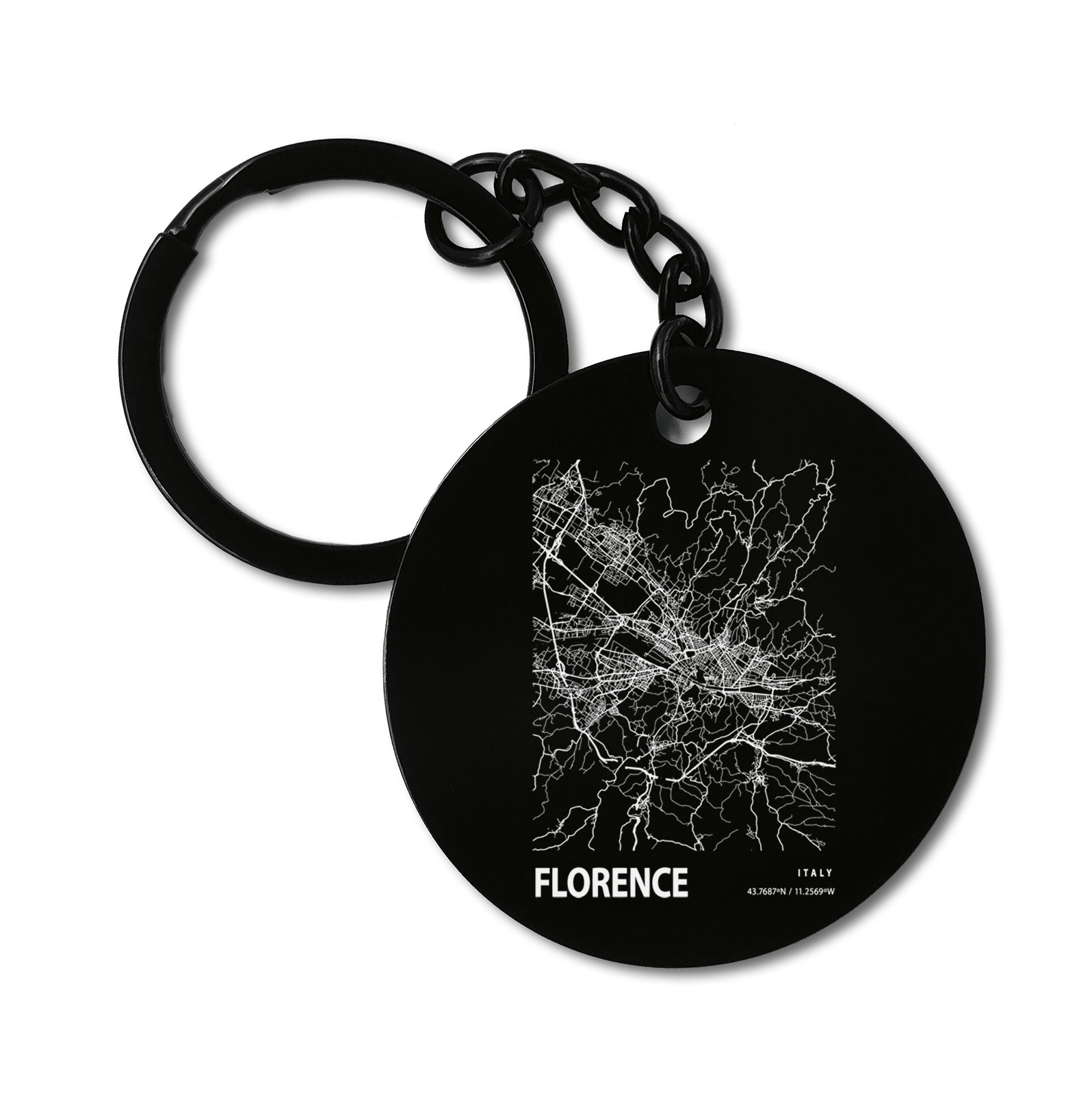 Florence Italy Blueprint City Map Graviruotas metalinis pakabukas su pasirenkamu užkabinimu