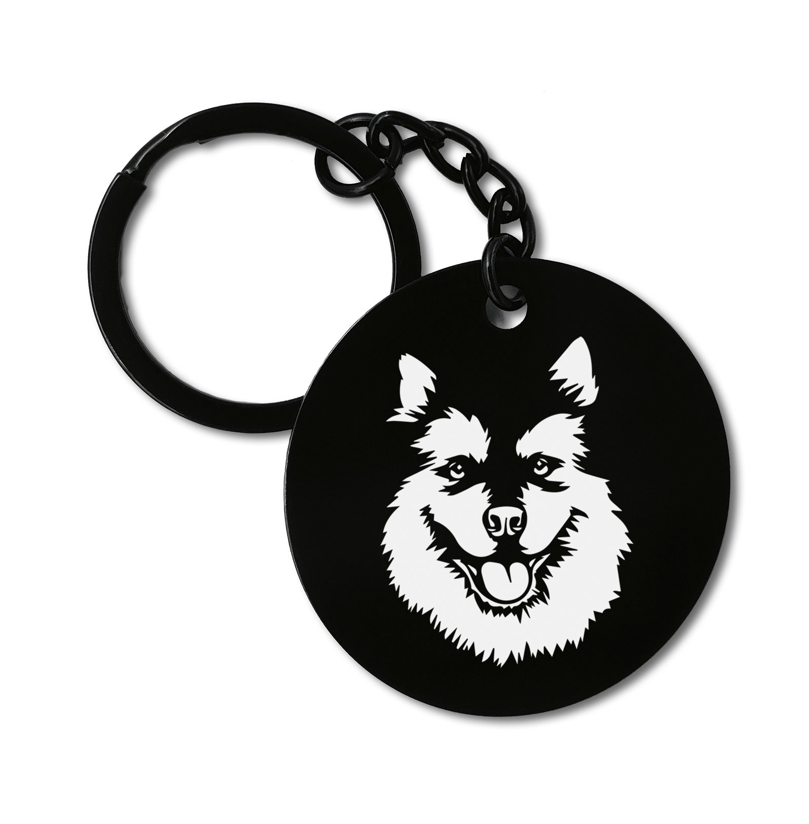 Finnish Lapphund Dog Breed Graviruotas metalinis pakabukas su pasirenkamu užkabinimu