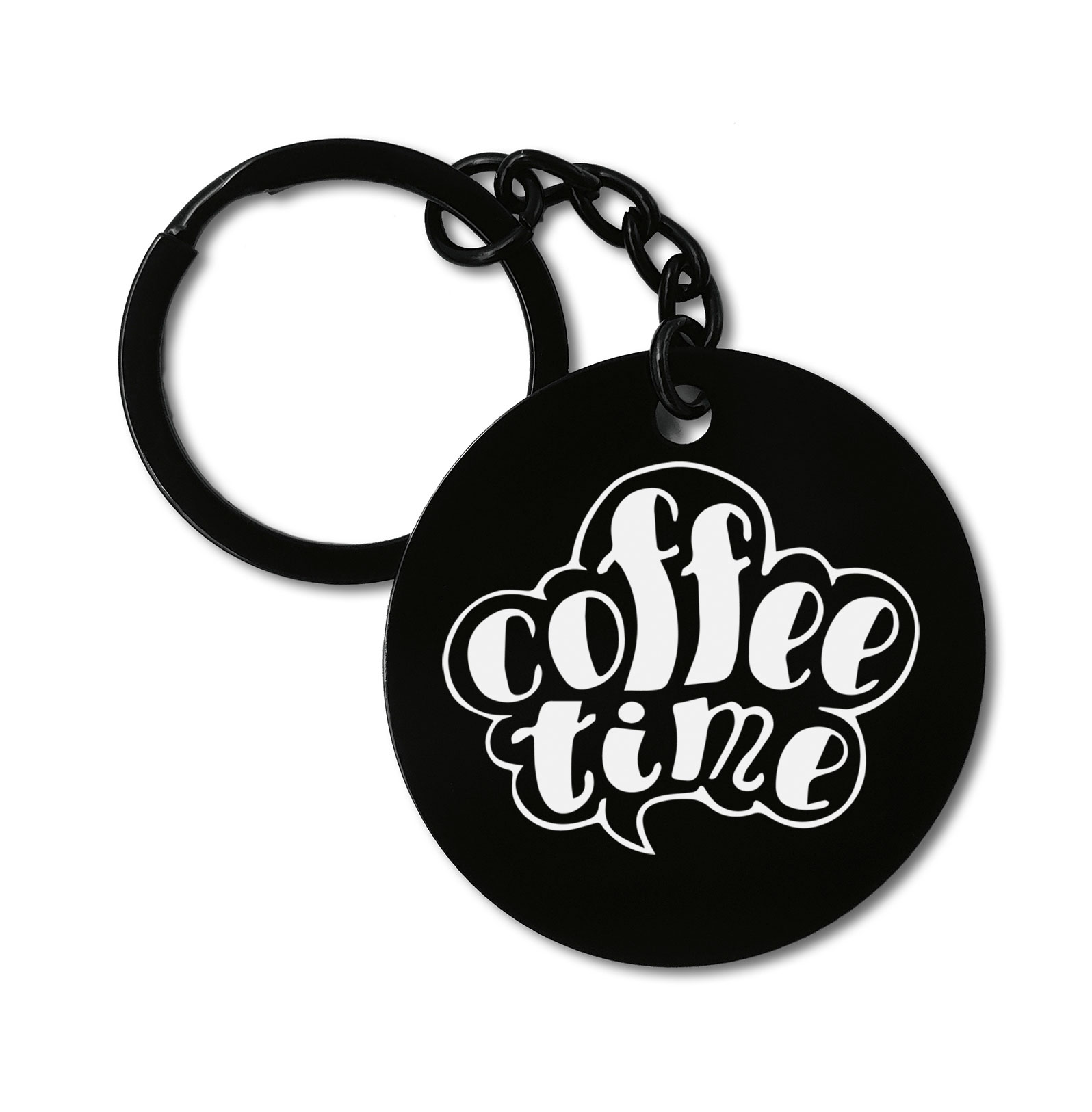 Coffee Time Graviruotas metalinis pakabukas su pasirenkamu užkabinimu