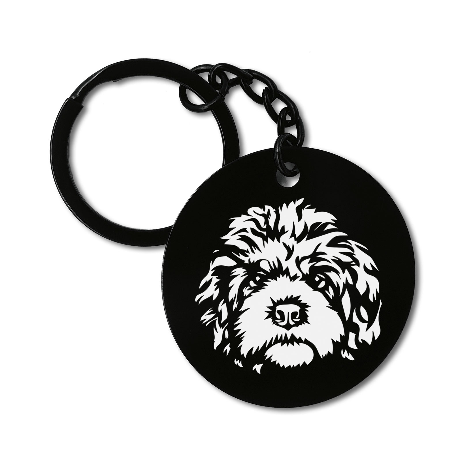 Cavapoo Dog Breed Graviruotas metalinis pakabukas su pasirenkamu užkabinimu