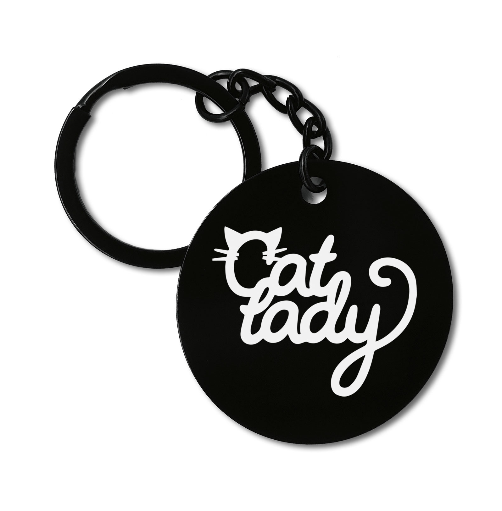 Cat Lady Qoute Lover Graviruotas metalinis pakabukas su pasirenkamu užkabinimu