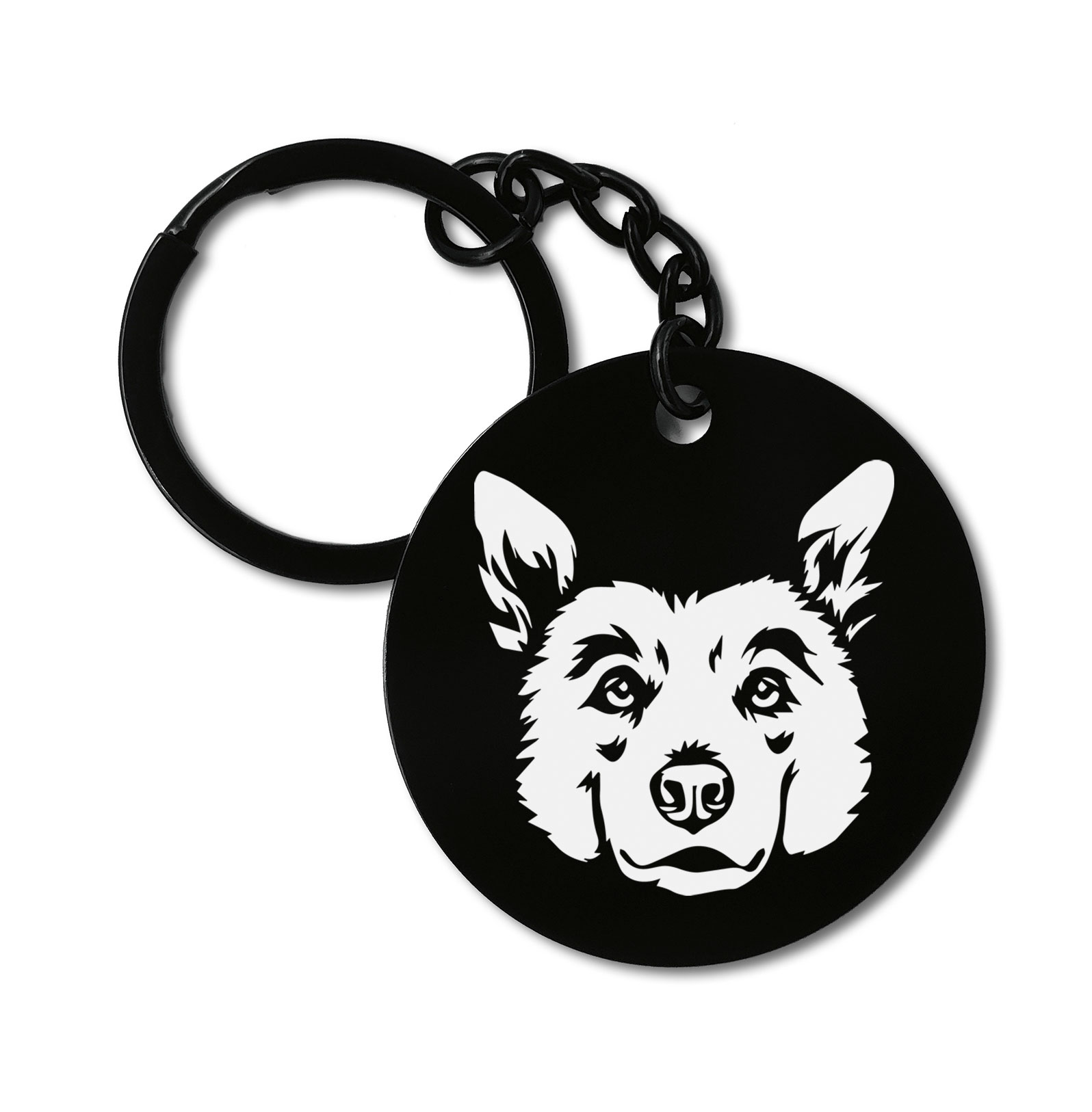 Canaan Dog Breed Graviruotas metalinis pakabukas su pasirenkamu užkabinimu