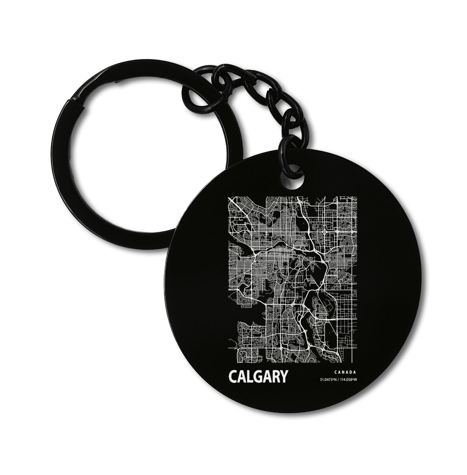 Calgary Canada Blueprint City Map Graviruotas metalinis pakabukas su pasirenkamu užkabinimu