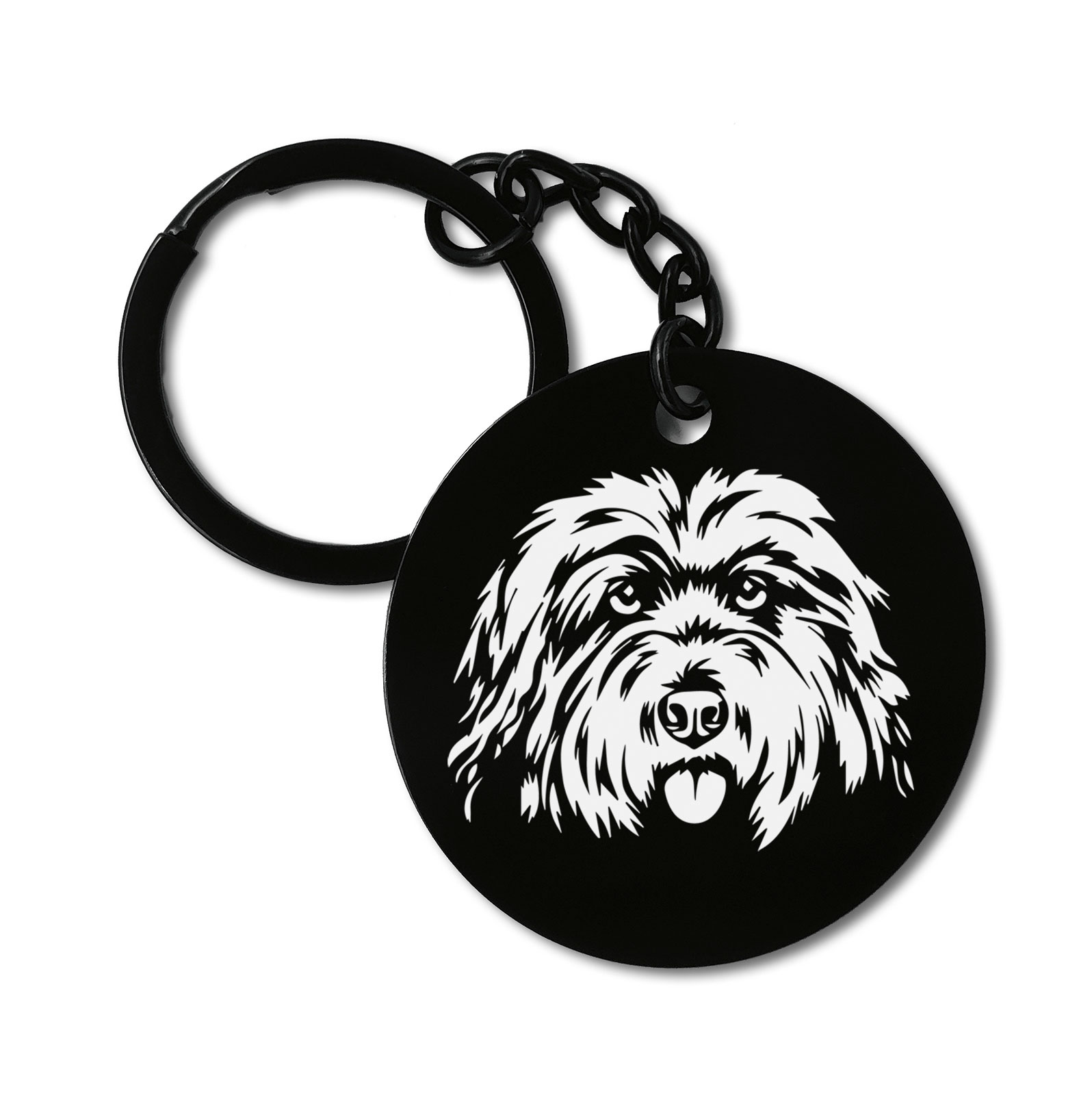 Beard Collie Dog Breed Graviruotas metalinis pakabukas su pasirenkamu užkabinimu