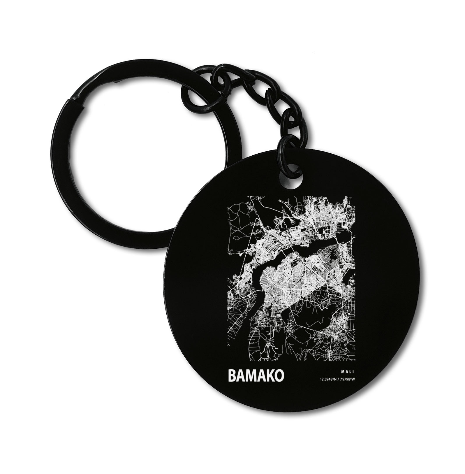 Bamako Mali Blueprint City Map Graviruotas metalinis pakabukas su pasirenkamu užkabinimu