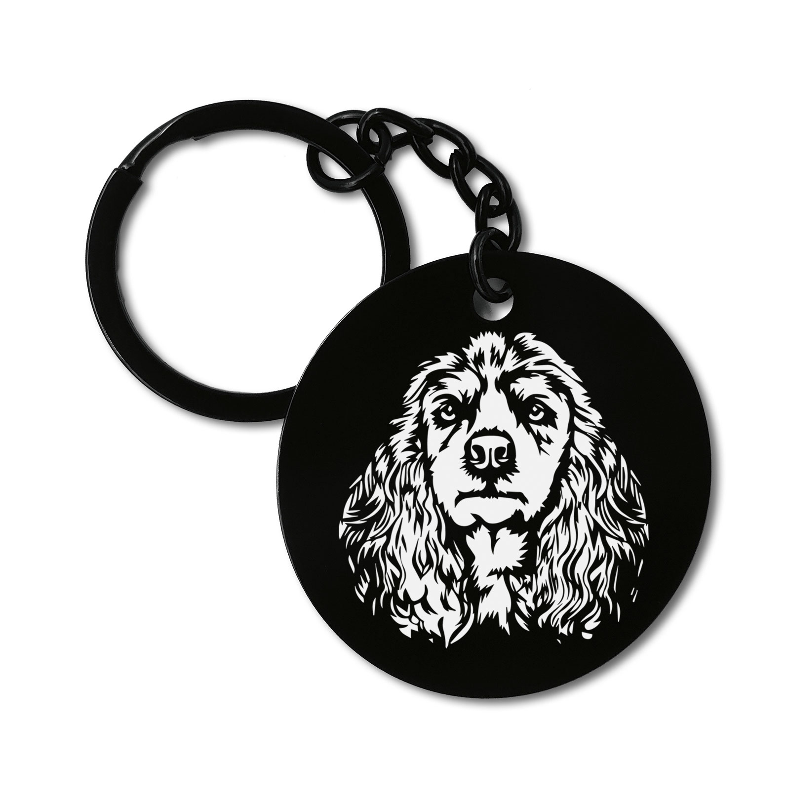 American Cocker Spaniel Dog Breed Graviruotas metalinis pakabukas su pasirenkamu užkabinimu