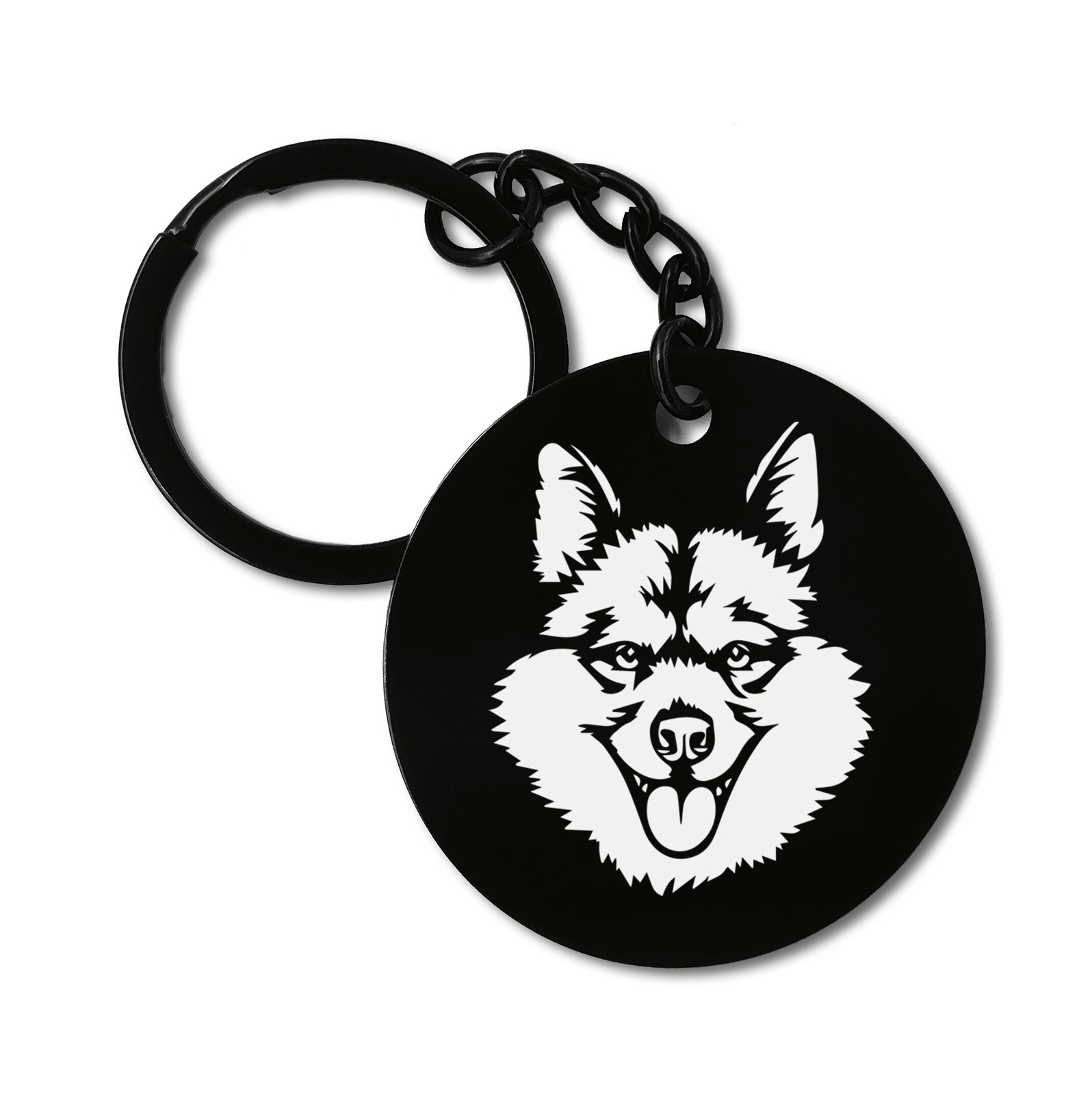 Alaskan Klee Kai Dog Breed Graviruotas metalinis pakabukas su pasirenkamu užkabinimu