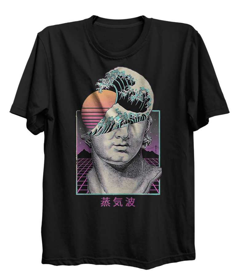 Great Wave Ancient Greek Sculpture Vaporwave Japan Art