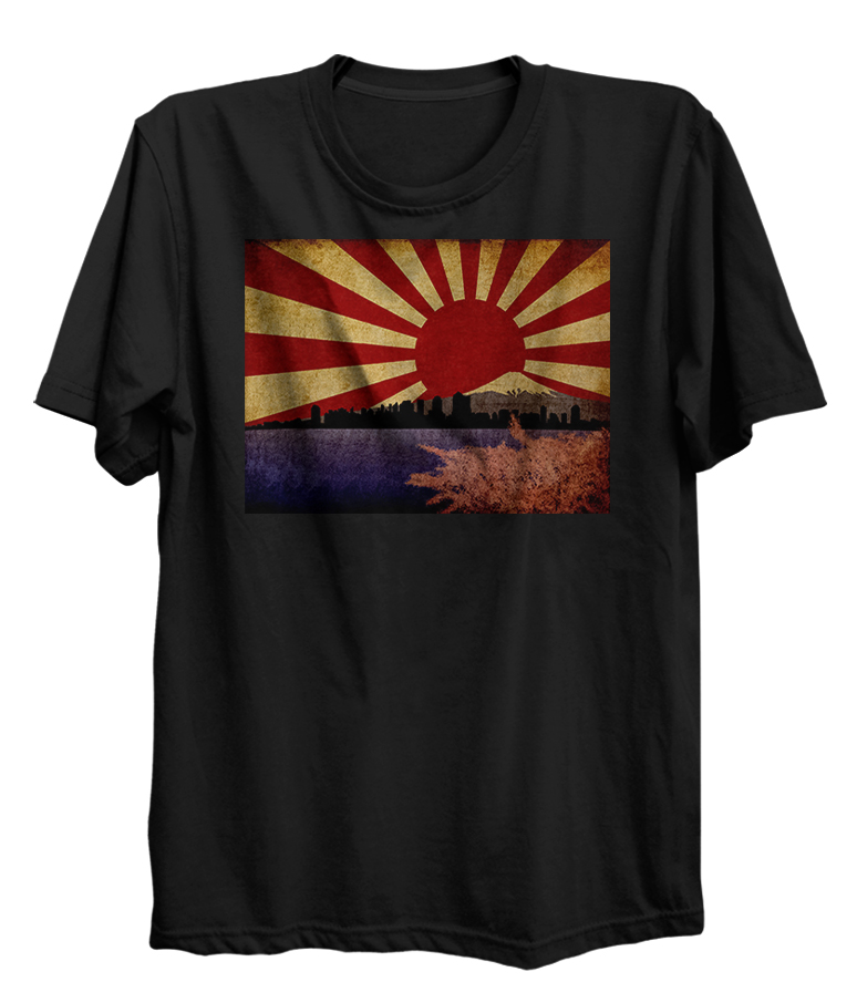 Japan Rising Sun Tokyo Flag Skyscraper