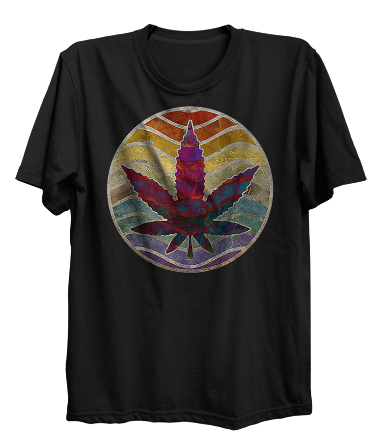 Retro Design of Marijuana Leaf Cannabis Weed