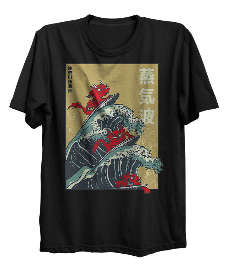 The Great Wave Cute Demon Japanese Style Poster