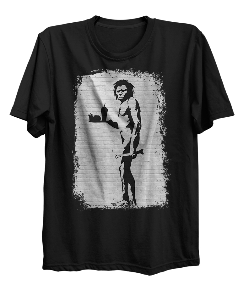 Banksy Caveman Fast Food Graffiti Art