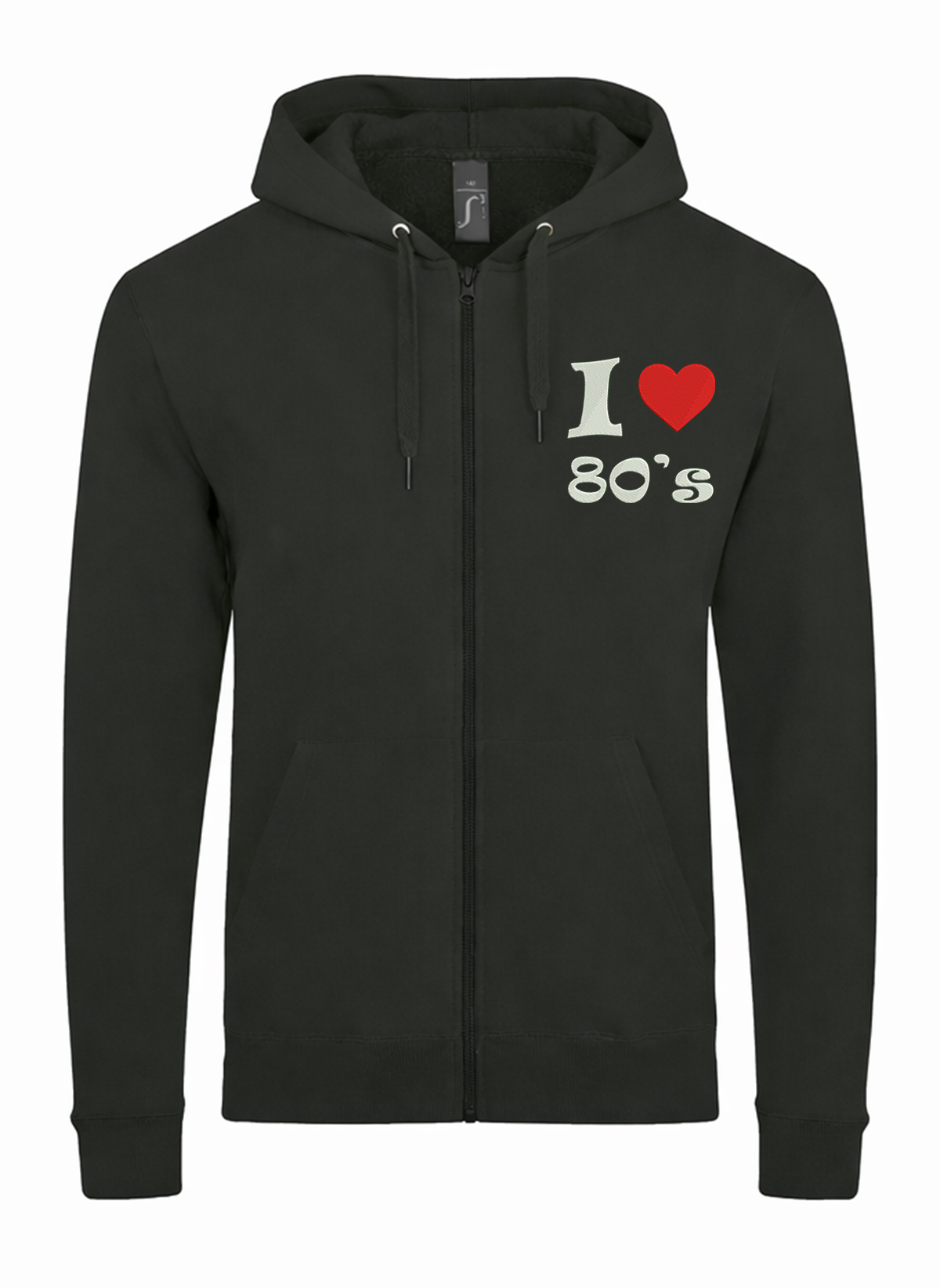 I Love the 80's Unisex džemperis su užtrauktuku ir gobtuvu