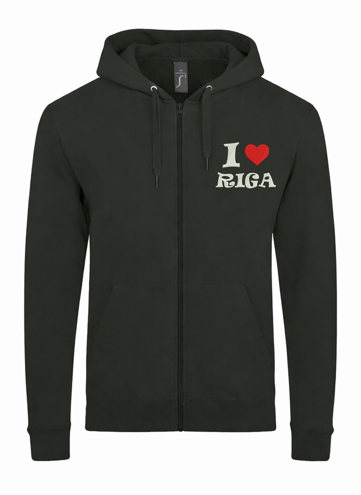 I Love Riga City Latvia Unisex džemperis su užtrauktuku ir gobtuvu