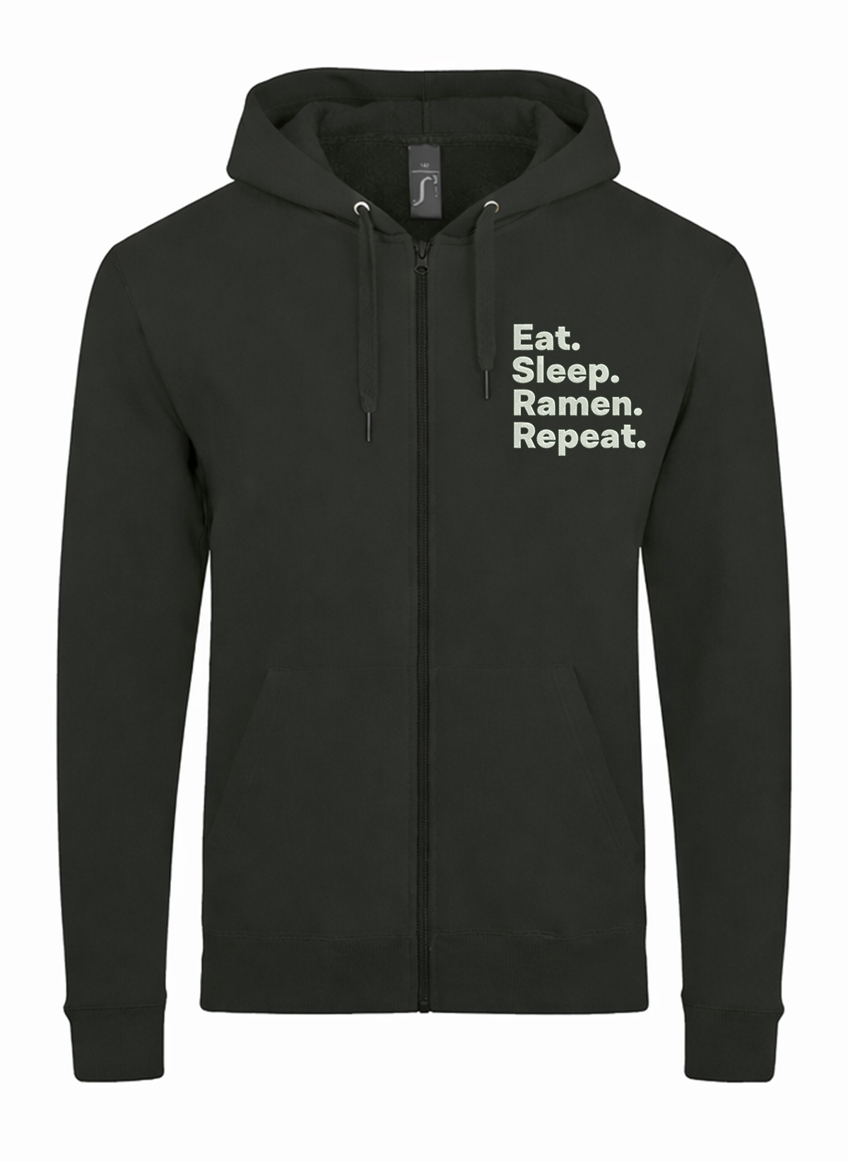 Eat Sleep Ramen Repeat Unisex džemperis su užtrauktuku ir gobtuvu
