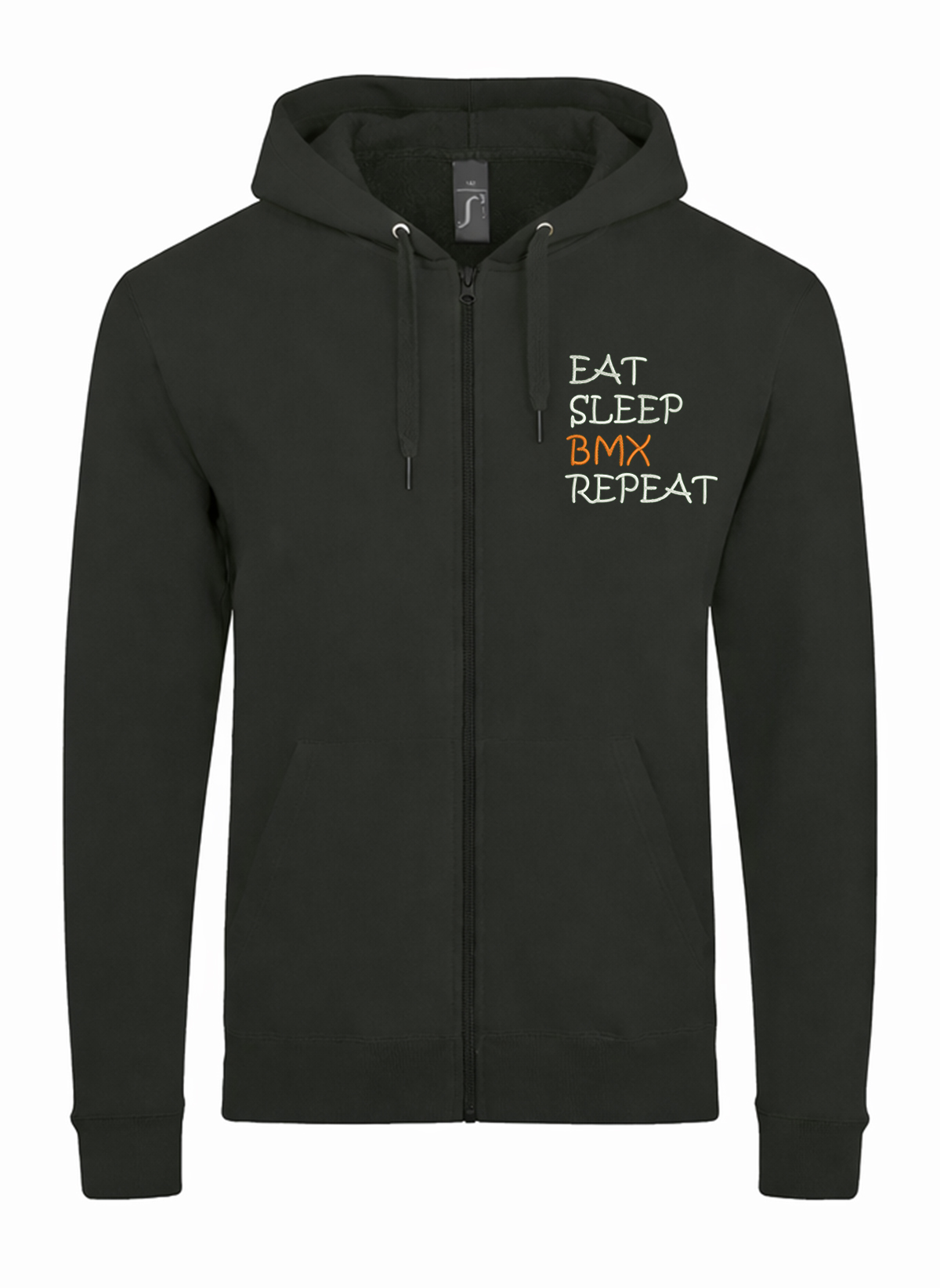 Eat Sleep BMX Repeat Unisex džemperis su užtrauktuku ir gobtuvu