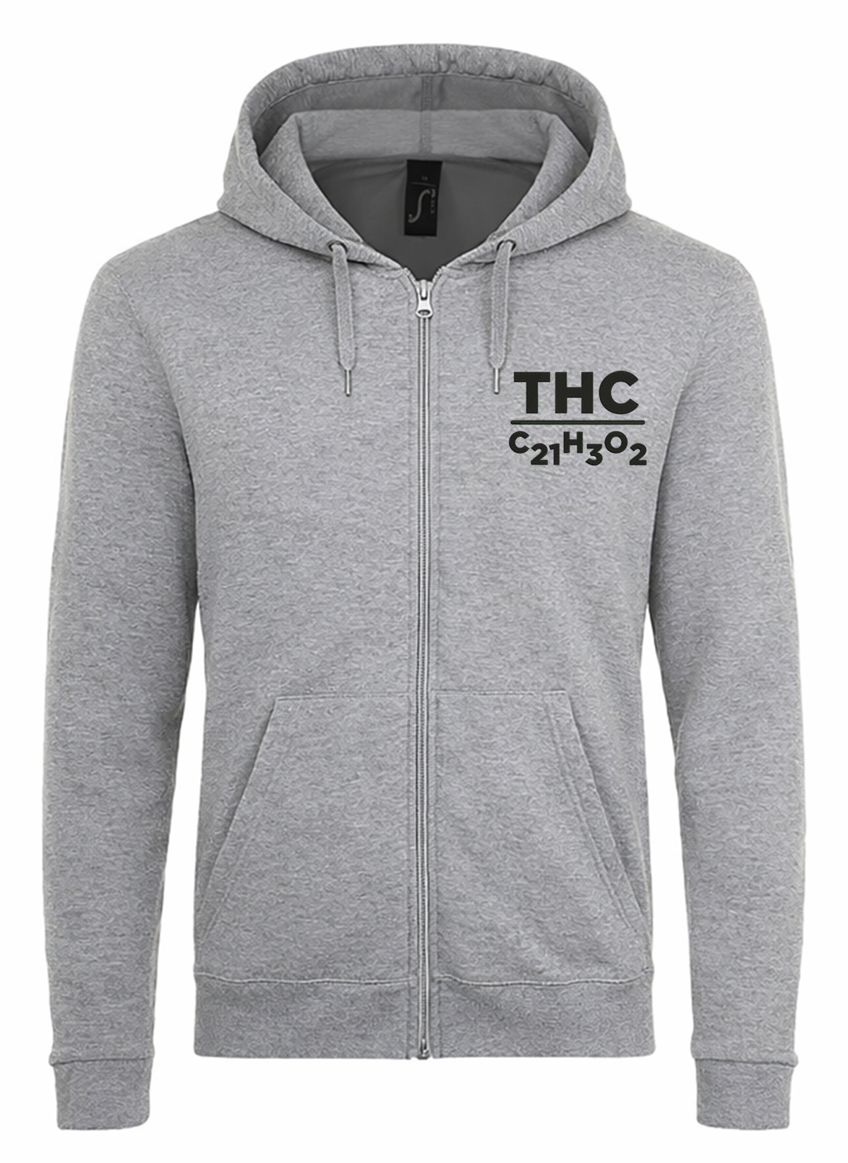 THC Tetrahydrocannabinol Weed Ganja Marihuana2 JUODI Unisex džemperis su užtrauktuku ir gobtuvu