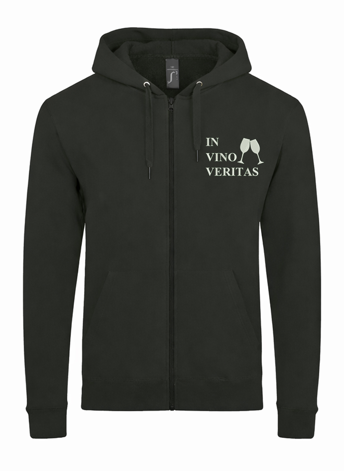 In Vino Veritas In Wine There Is Truth Latin Unisex džemperis su užtrauktuku ir gobtuvu