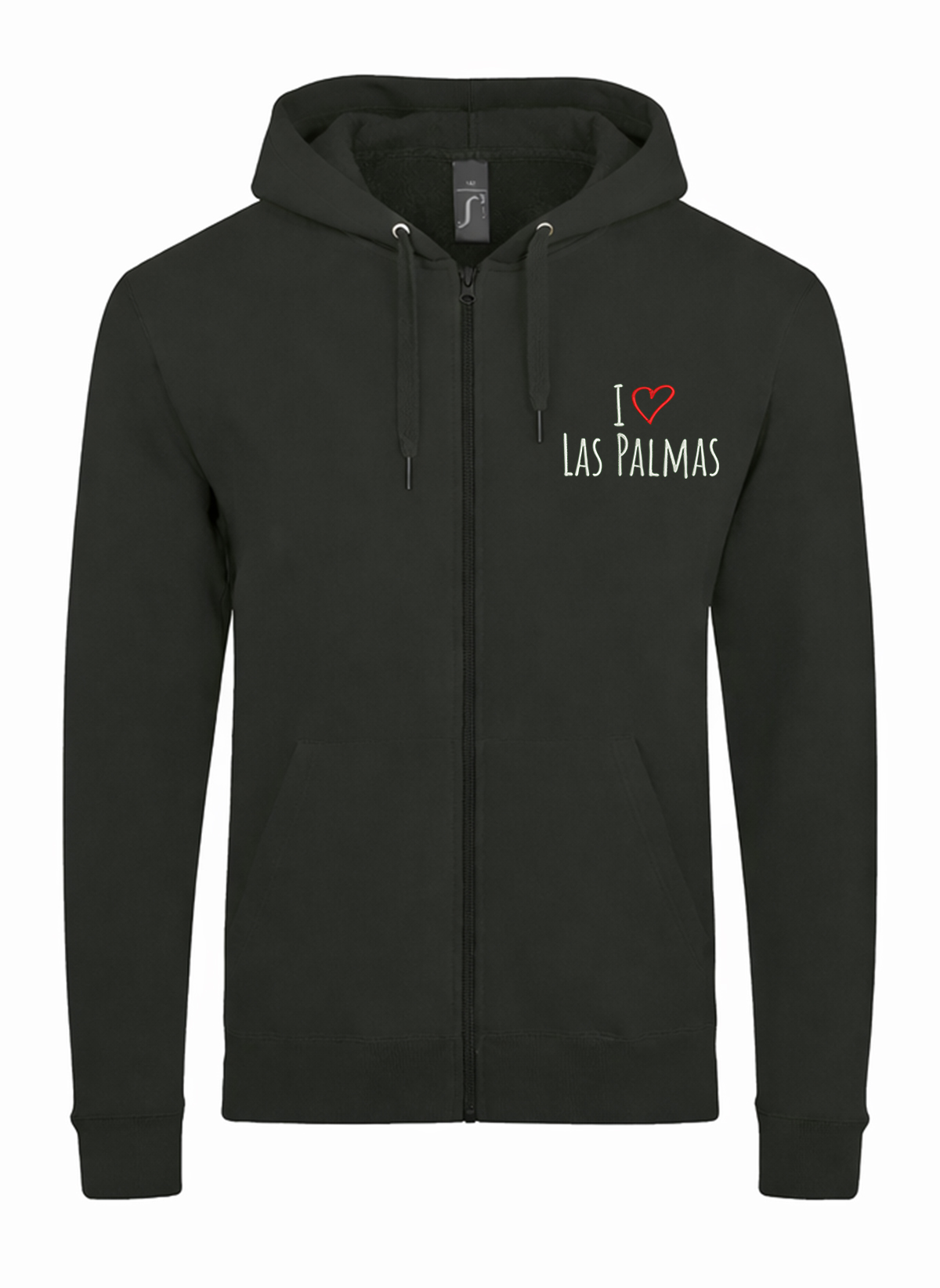 I Love Las Palmas City Spain Unisex džemperis su užtrauktuku ir gobtuvu