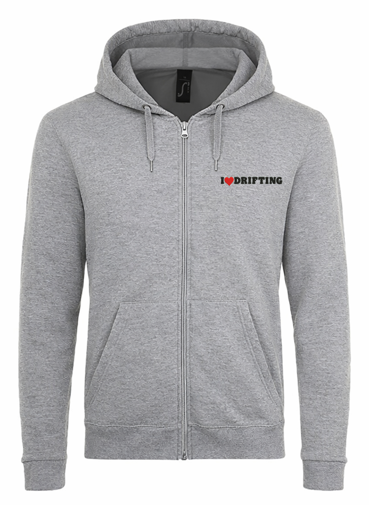 I Love Drifting2 JUODI Unisex džemperis su užtrauktuku ir gobtuvu
