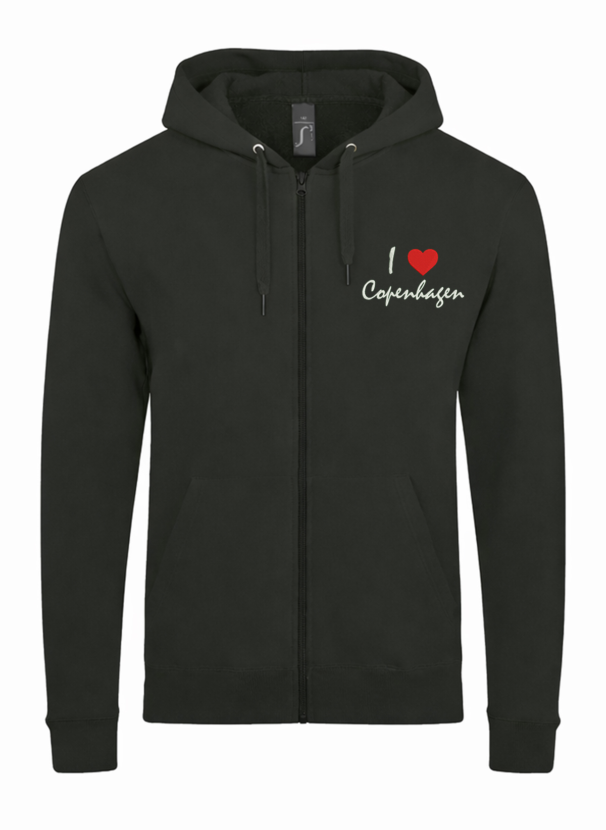 I Love Copenhagen City Denmark Unisex džemperis su užtrauktuku ir gobtuvu
