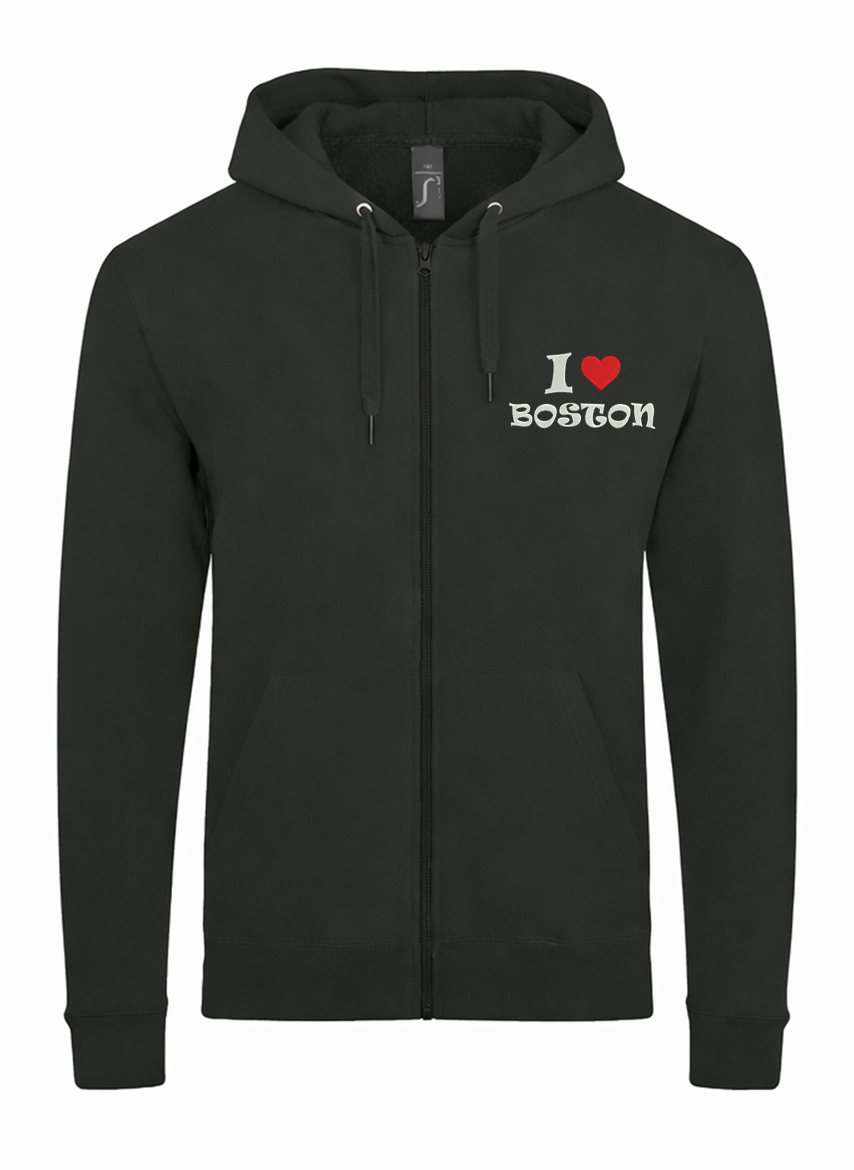 I Love Boston City Massachusetts USA Unisex džemperis su užtrauktuku ir gobtuvu