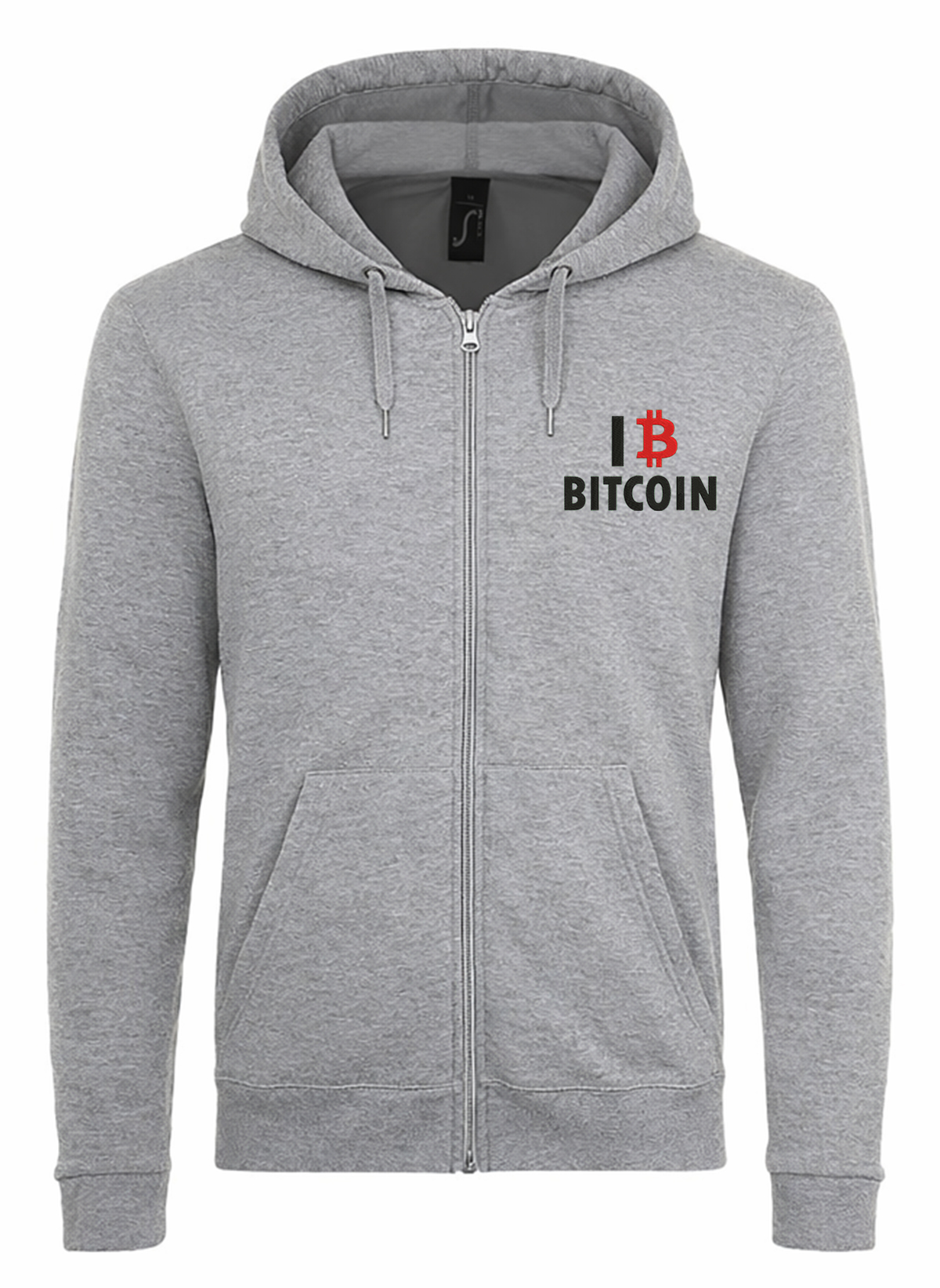 I Love Bitcoin Cryptocurrency2 JUODI Unisex džemperis su užtrauktuku ir gobtuvu
