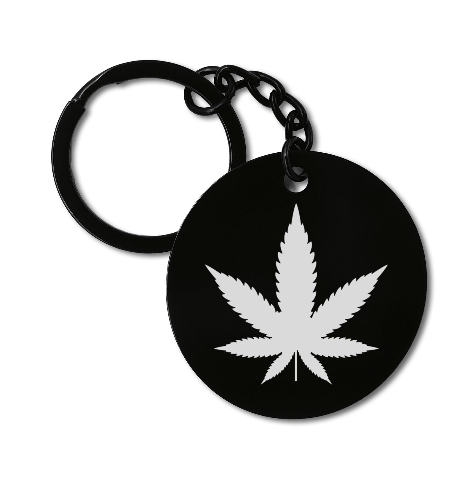 Leaf Cannabis Weed Graviruotas metalinis pakabukas su pasirenkamu užkabinimu