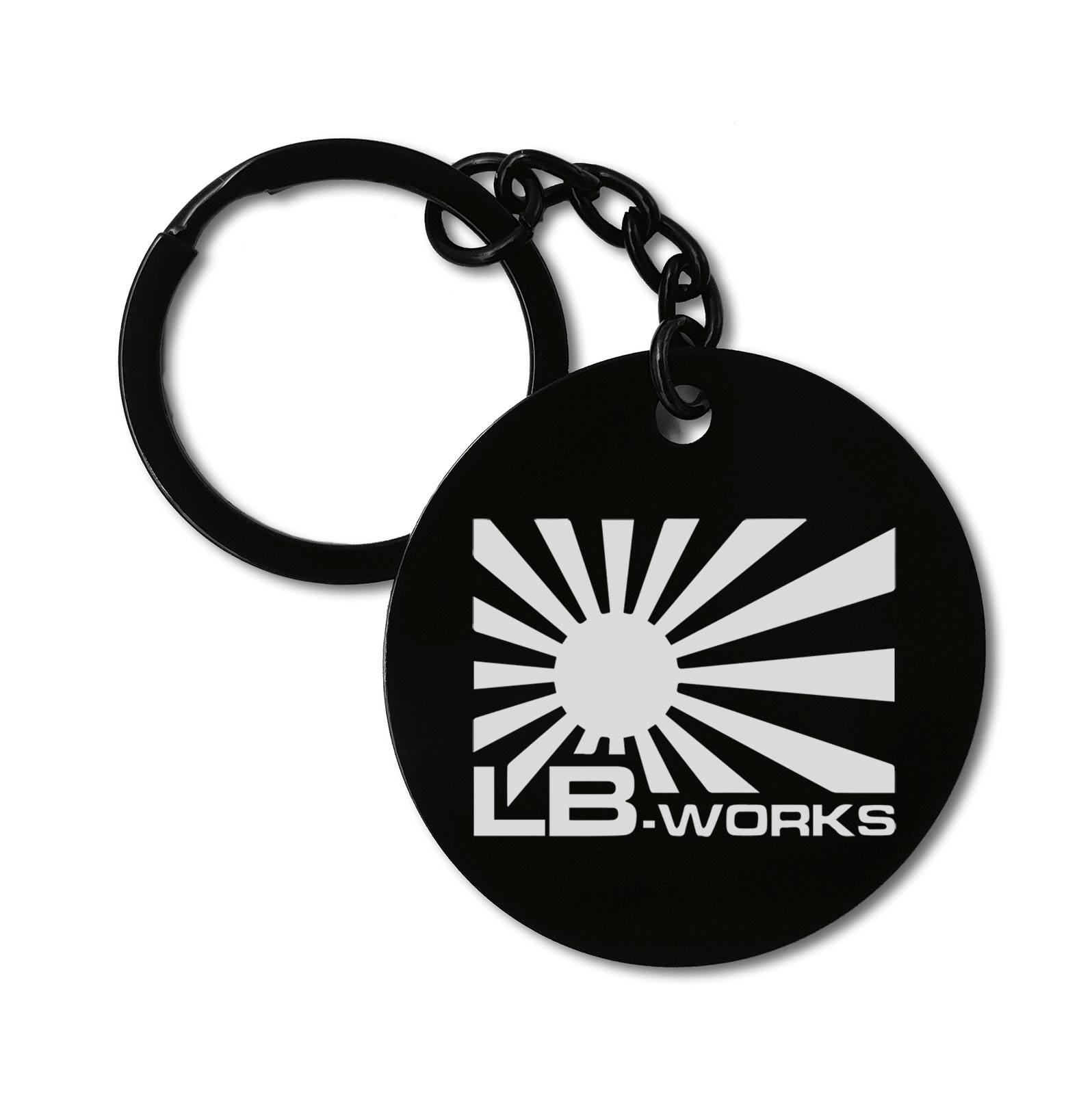 LB Works Japanese Rising Sun Car Graviruotas metalinis pakabukas su pasirenkamu užkabinimu