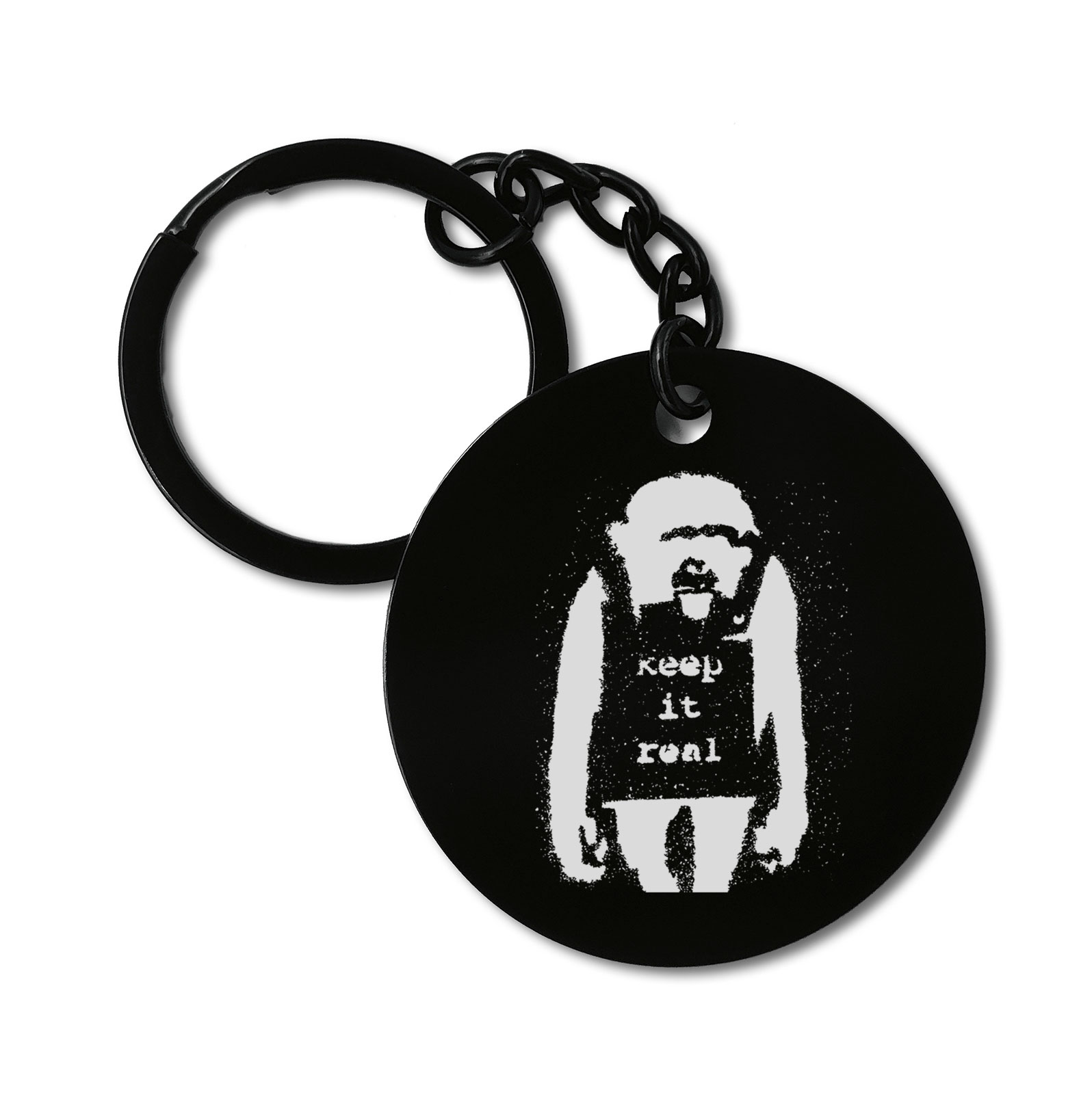 Keep It Real Banksy Monkey Street Art Graviruotas metalinis pakabukas su pasirenkamu užkabinimu