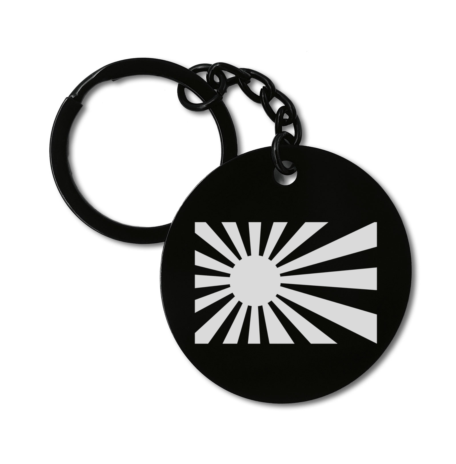 Japan Rising Sun Empire Flag JDM Graviruotas metalinis pakabukas su pasirenkamu užkabinimu
