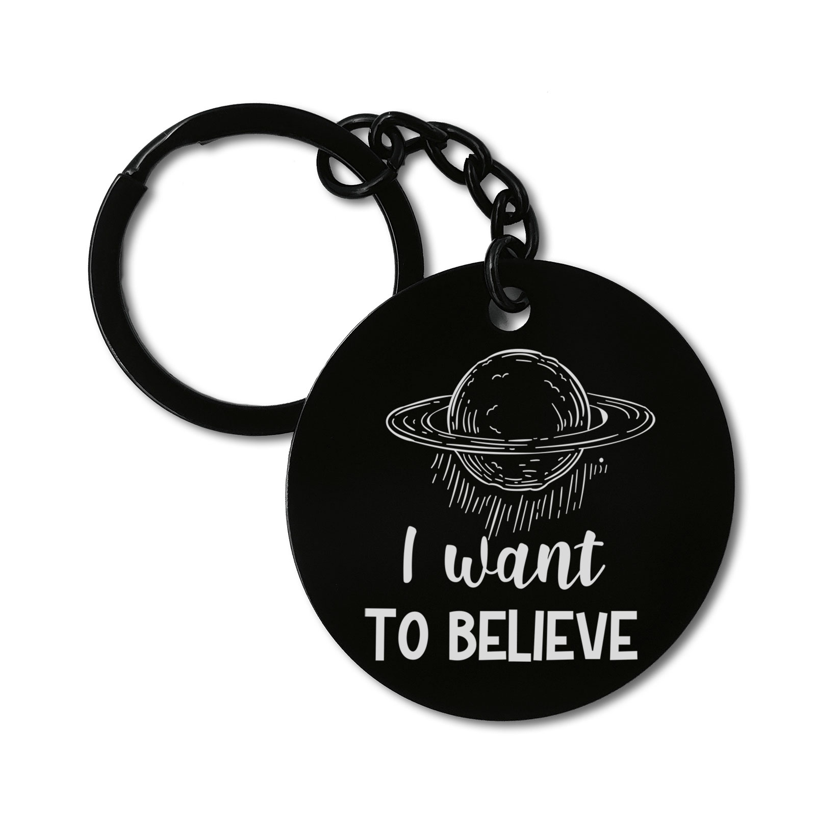 I Want to Believe Space Graviruotas metalinis pakabukas su pasirenkamu užkabinimu