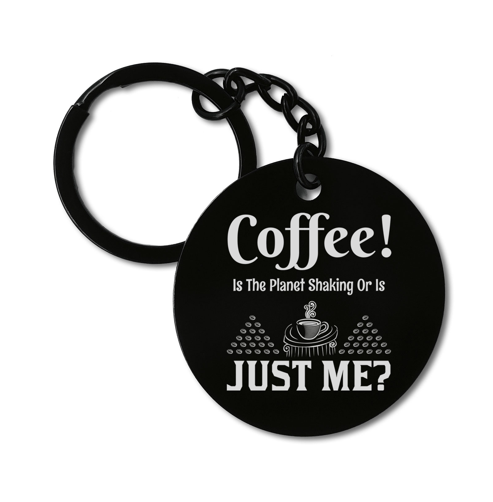 0271 Is the Planet Shaking Coffee Lover Caffeine Graviruotas metalinis pakabukas su pasirenkamu užkabinimu